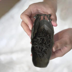 乾茂号造|树叶古锡茶则    规格：长10.6cm  宽4.5cm   高2cm