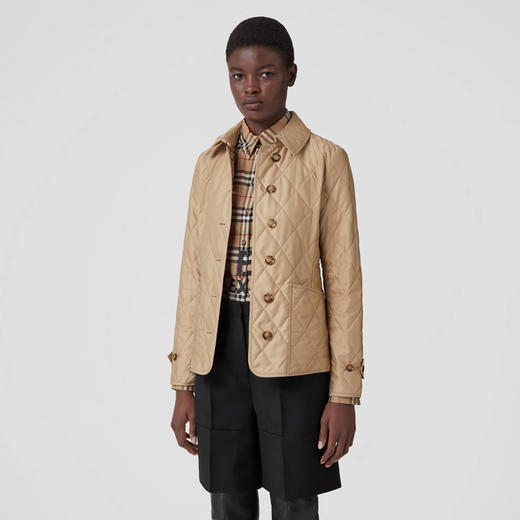 【一】BURBERRY 巴宝莉 女士菱形绗缝温控夹克棉服 卡其色 8049868 A4170 商品图1