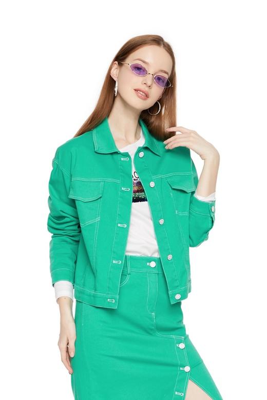 SUMMER & SAGE 机车线蓝绿色外套 6033 商品图0