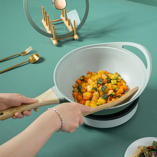 DEBO德铂伊本特不粘锅炒锅微压锅家用燃气电磁炉通用锅炒菜锅 商品图2