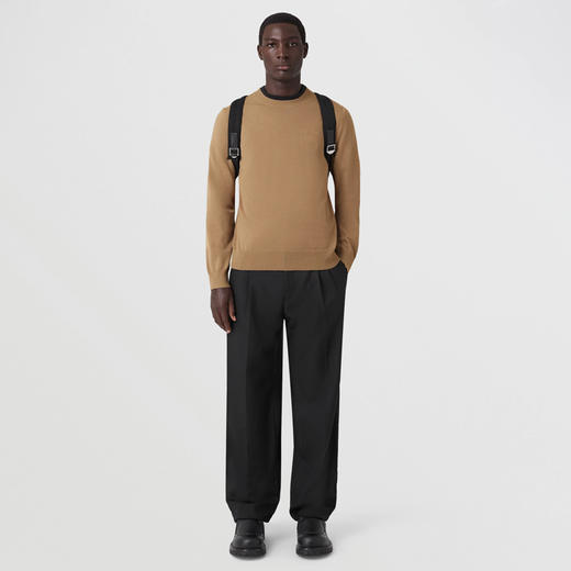 BURBERRY 巴宝莉 男士橡木叶徽章刺绣羊毛针织衫 驼色 8063635 A1420 商品图3