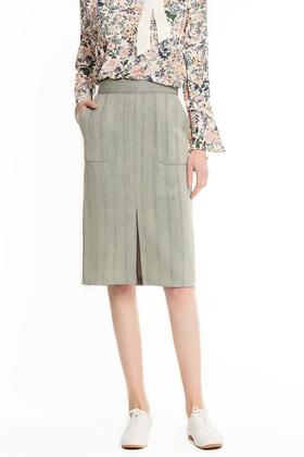 NOIR 灰色开衩一步裙 1399