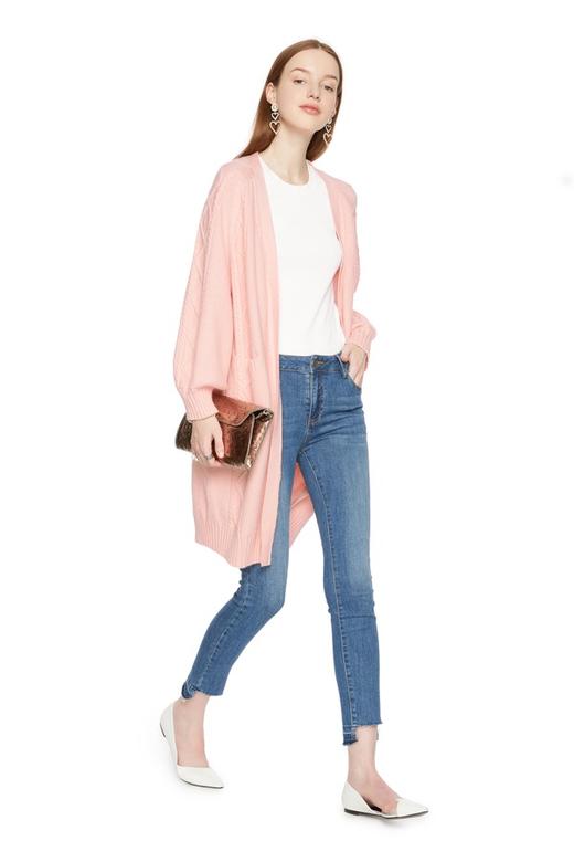 AVA 粉色V领毛衣开衫 6241 商品图0