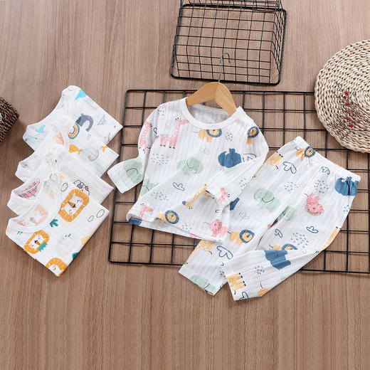 【59元买一套送一套】2024春季儿童睡衣艾草精华无骨套装纯棉空调服男女中小童A类长袖春夏季薄款家居服 商品图8