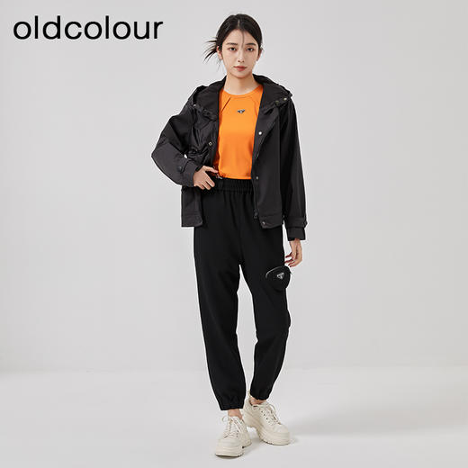 oldcolour2023春季新款黑色高腰直筒运动休闲背带裤女O11079161 商品图3