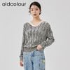 oldcolour2023春季新款时尚气质菱格修身百搭套头针织衫O11052118 商品缩略图0