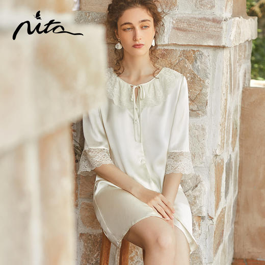 【裙/袍两穿】100%桑蚕丝法式睡裙/袍舒适时尚家居服   YSFBC199 商品图0