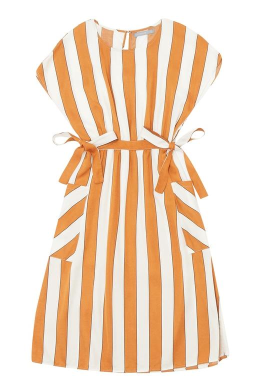 OCTAVIA 橙白条纹丝麻连衣裙 1757 商品图5