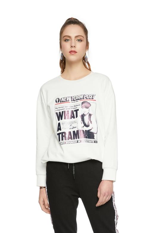 SUMMER & SAGE 海报印花白色卫衣 6256 商品图0