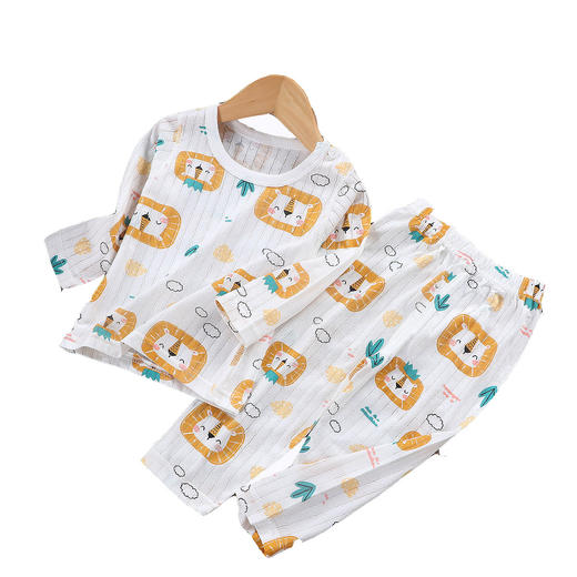 【59元买一套送一套】2024春季儿童睡衣艾草精华无骨套装纯棉空调服男女中小童A类长袖春夏季薄款家居服 商品图7