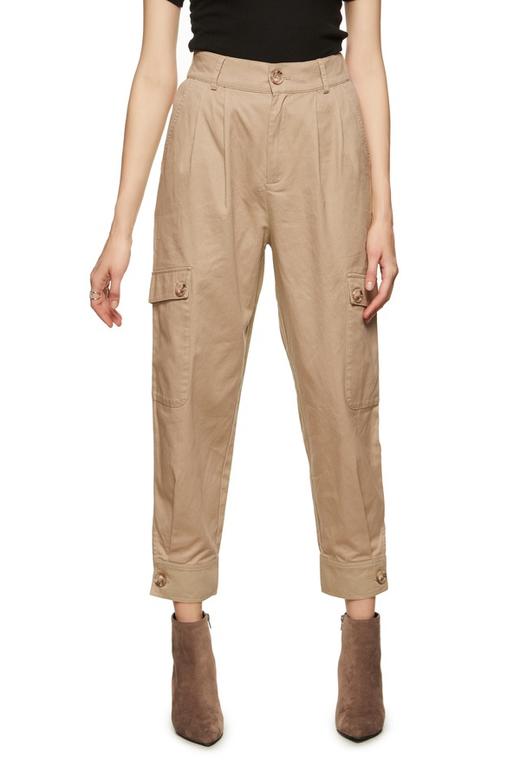 URBAN REVIVO 茶色纯棉休闲工装裤 8616 商品图0