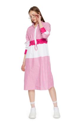 EMC亿美丞 拼色条纹收腰连衣裙 6007