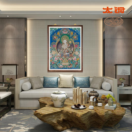 太铜 手工錾刻 铜雕画《唐卡七彩款白度母》限量33幅 商品图4