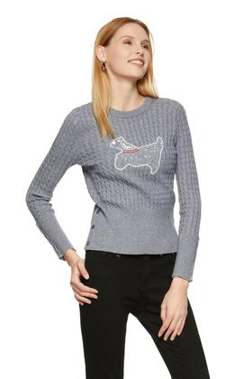 SUMMER & SAGE 抽象动物图案灰色毛衫 8533