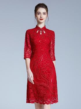 DNO-3BA8912-1连衣裙品牌婚宴礼服女喜婆婆姨