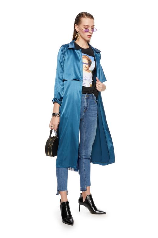 OCTAVIA 蓝色光泽感拼接风衣 6290 商品图1