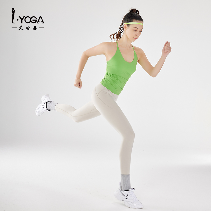 IYOGA艾瑜嘉瑜伽背心亲肤莱卡面料轻磨毛高弹紧身透气可拆卸胸垫细肩带B057