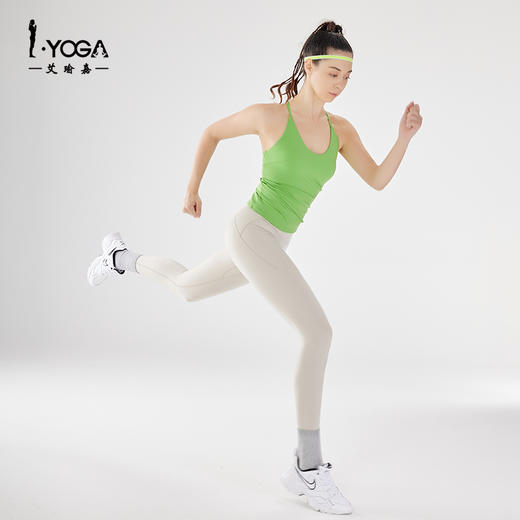 IYOGA艾瑜嘉瑜伽背心亲肤莱卡面料轻磨毛高弹紧身透气可拆卸胸垫细肩带B057 商品图0