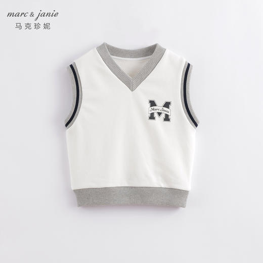 marcjanie马克珍妮春装 男童撞色字母针织衫 儿童马甲221137 商品图1