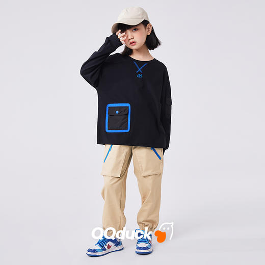 【清仓捡漏】【120-165】儿童春秋款拉链口袋梭织长裤裤子可可鸭 商品图1