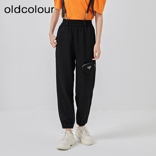 oldcolour2023春季新款黑色高腰直筒运动休闲背带裤女O11079161 商品图2