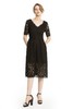 OCTAVIA 黑色V领蕾丝中长连衣裙 1816 商品缩略图0