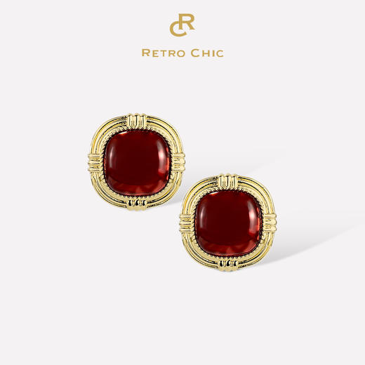 Retro Chic意大利复古时尚首饰 复古红石耳钉 商品图0