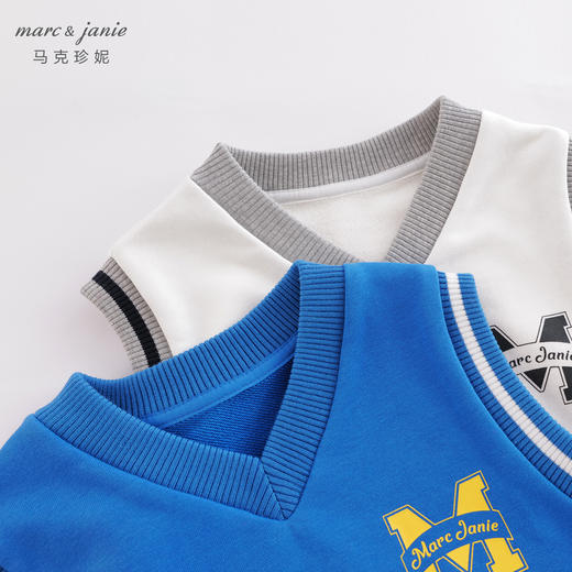 marcjanie马克珍妮春装 男童撞色字母针织衫 儿童马甲221137 商品图3