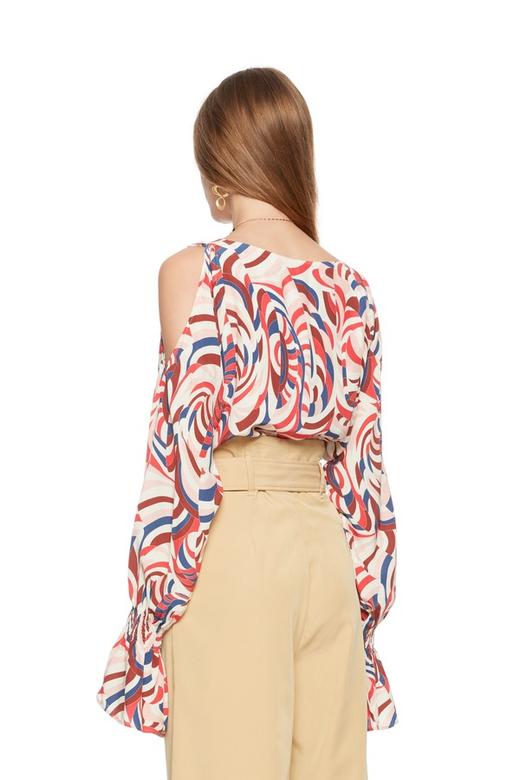 ACFN 喇叭袖印花露肩上衣 6025 商品图2