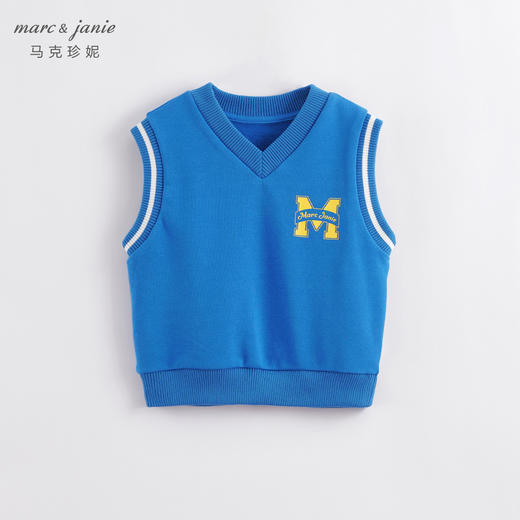 marcjanie马克珍妮春装 男童撞色字母针织衫 儿童马甲221137 商品图2