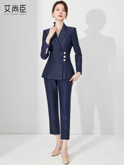 高端藏青色职业套装女春季新款时尚公务员西装外套商务气质正装 商品图1