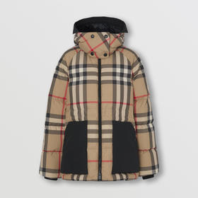 BURBERRY 巴宝莉 女士可拆卸连帽格纹羽绒服 格子 8059094 A7028