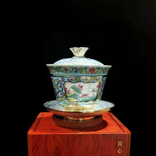 珐琅双绝同心杯 360度旋转茶杯 商品图5