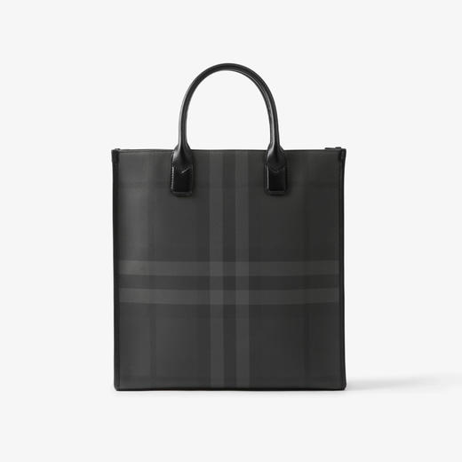 【一】BURBERRY 巴宝莉 男士 Denny - 炭灰色格纹轻便竖版托特包 格子 8062951 A1208 商品图2