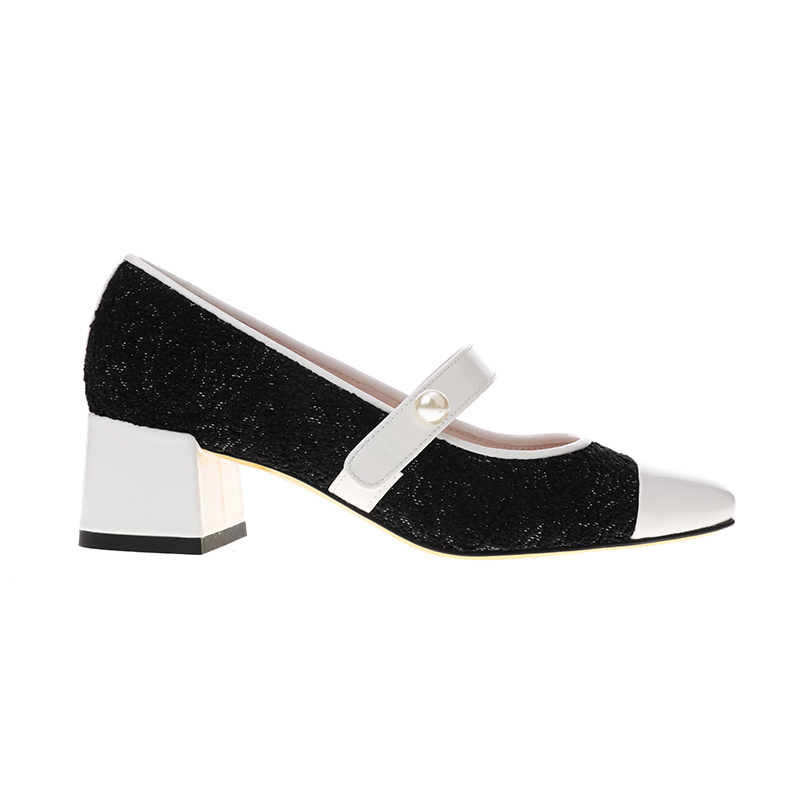 sheme真皮女鞋方头粗跟玛丽珍单鞋可定制