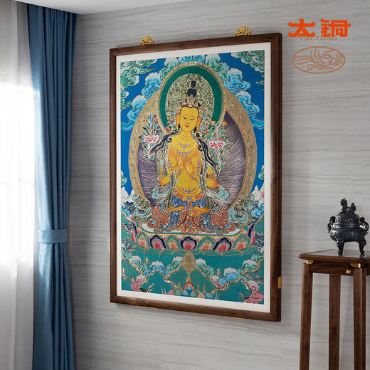 铜师傅太铜 手工錾刻 铜雕画《唐卡七彩款文殊菩萨》限售33幅 装饰画 商品图2