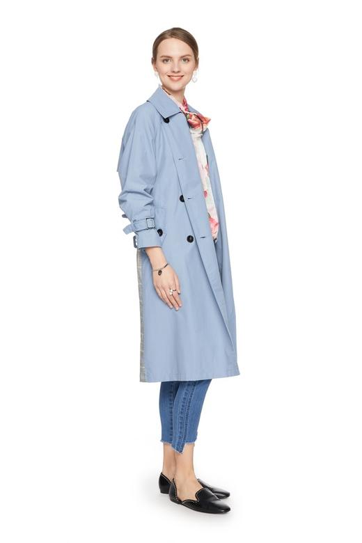 OCTAVIA 格纹拼接双排扣束腰风衣 6180 商品图1