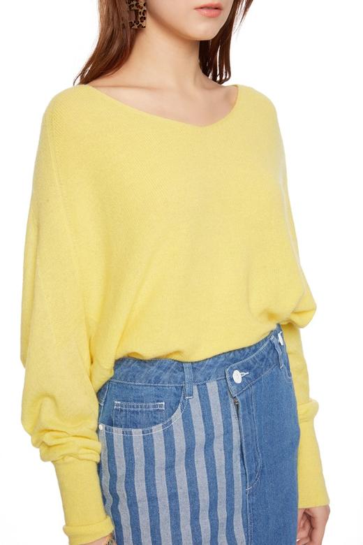 AVA 羊腿袖V领黄色毛衫 6123 商品图3