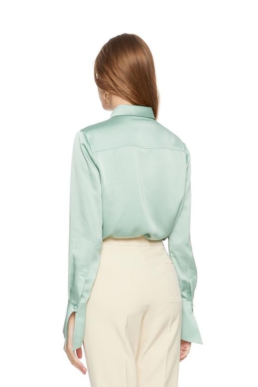 LNNNS 绿色飘带领缎面衬衫 6372 商品图2