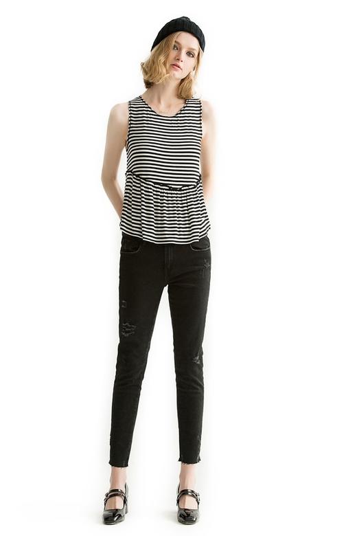 ZARA 黑色做旧铅笔牛仔裤 1370 商品图1