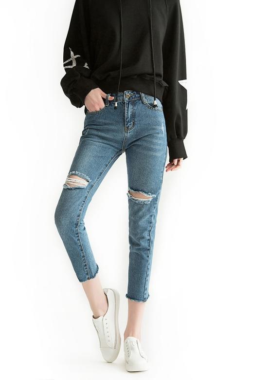 LNNNS 高腰破洞铅笔牛仔裤 1363 商品图0