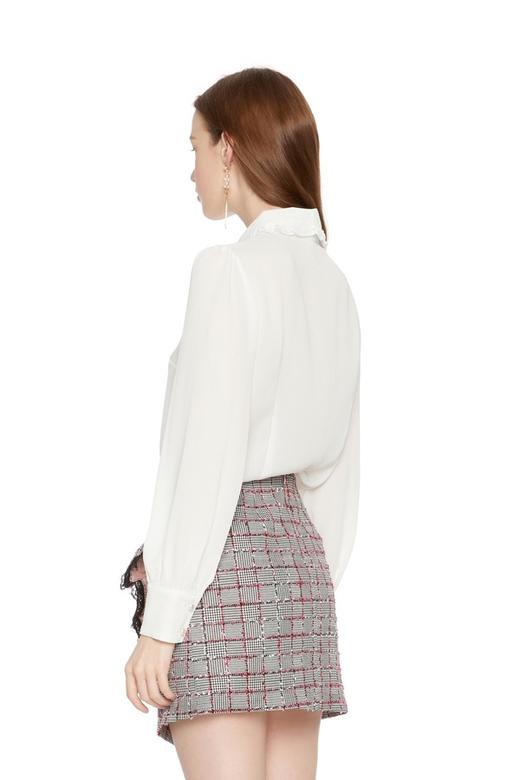 AVA 木耳边饰半透明白色上衣 6047 商品图2