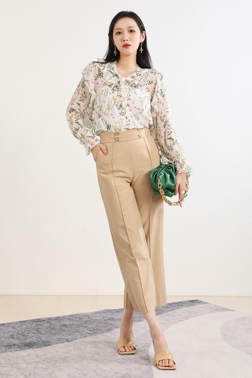 SUMMER & SAGE 荷叶边轻透印花上衣 1410 商品图3