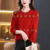 七分袖针织衫，女薄款大码上衣妈妈春装镂空时尚洋气小衫春秋打底衫CC-13-3028 商品缩略图8