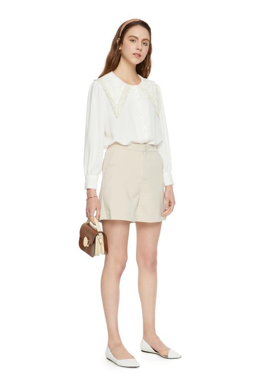 NOIR 夸张花朵翻领白色上衣 6298 商品图1