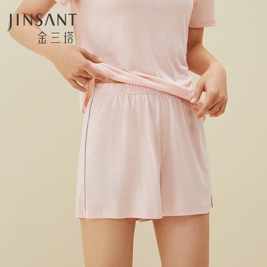 金三塔桑蚕丝简约休闲外穿家居服短裤女新品   YZFDA901 商品图0