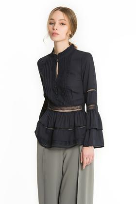 OCTAVIA 藏蓝色露背雪纺上衣 384