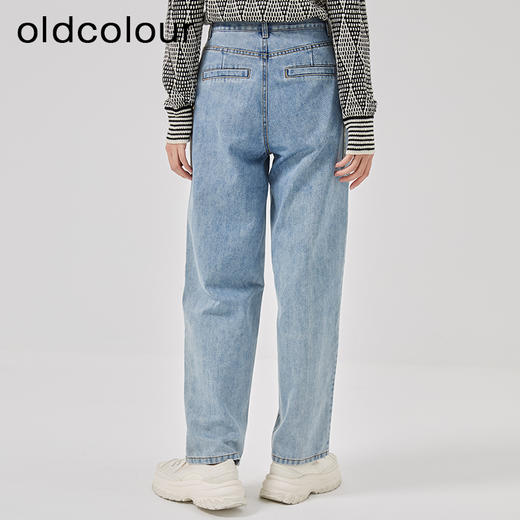 oldcolour2023春新款蓝色高腰直筒宽松显瘦百搭牛仔裤女O11113124 商品图4