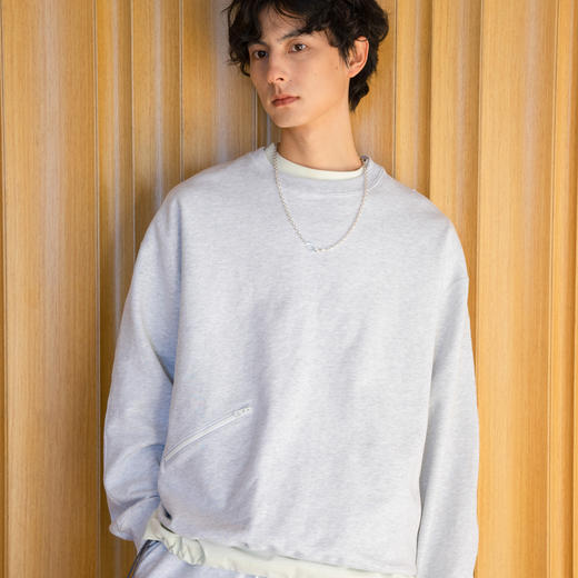 PRIMEE Zip Pocket Crew Neck Sweat 拉链口袋廓形圆领卫衣 商品图1