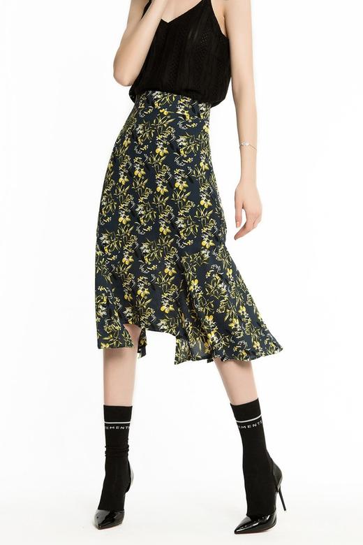 Tied  Hands 印花荷叶摆A字裙 1066 商品图0